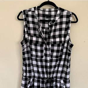 Banana Republic Black and White Gingham Midi Dress